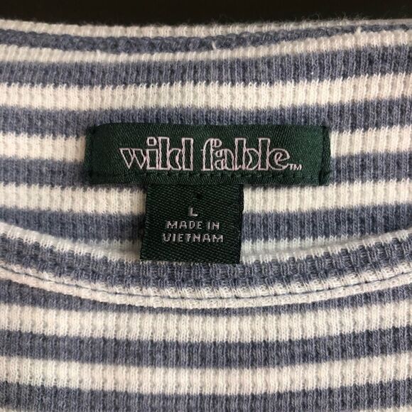 Sz L Wild Fable Fitted Gray White Stripped Dress - Picture 8 of 8